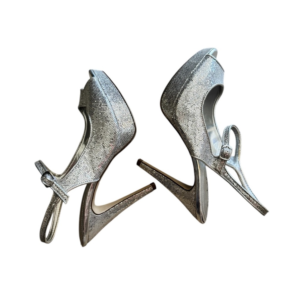 Limelight  silver, peep-toe slingback heels - Picture 7 of 7